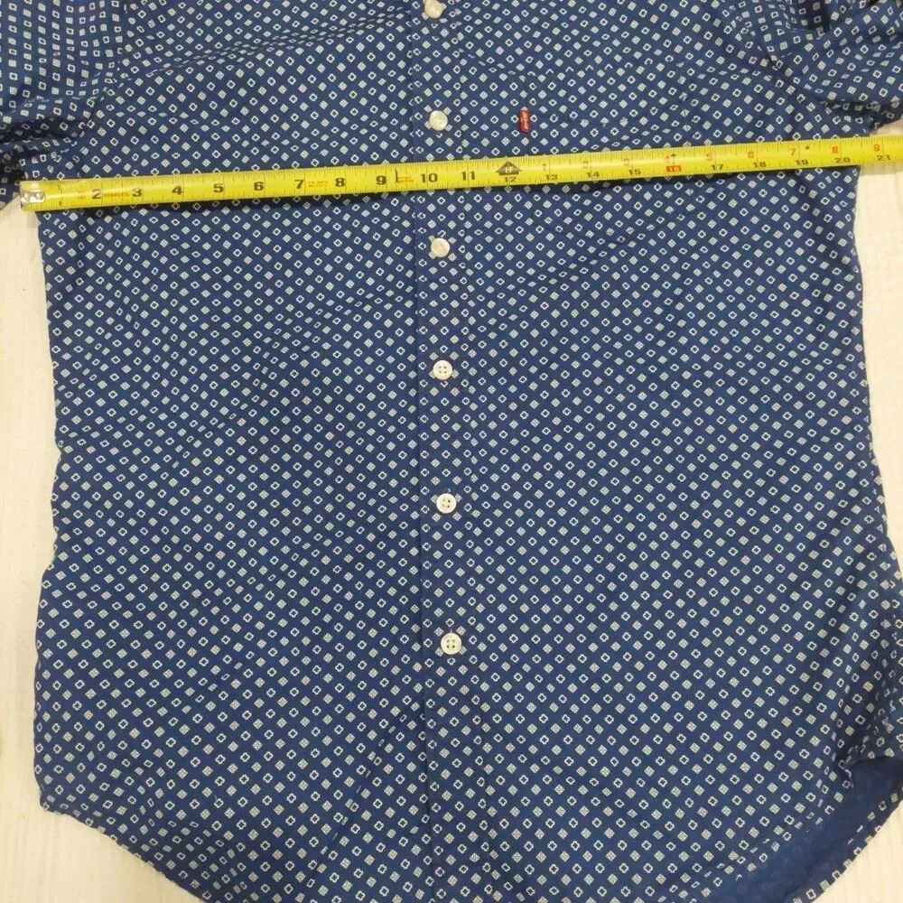 Levi’s Button Up Shirt Mens Medium Blue White Long Sleeve Pocket Slim Fit Cotton